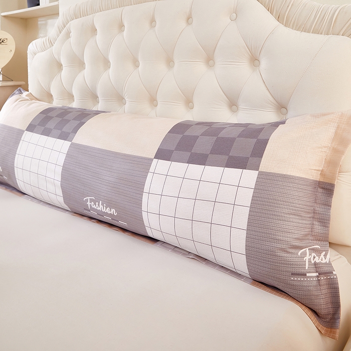 91家纺网 家纺一手货源 找家纺 三盛源 2026新款小清新全棉纯棉双人长枕套靠枕套加长枕芯套单件1.8米学生宿舍 欧迪-咖