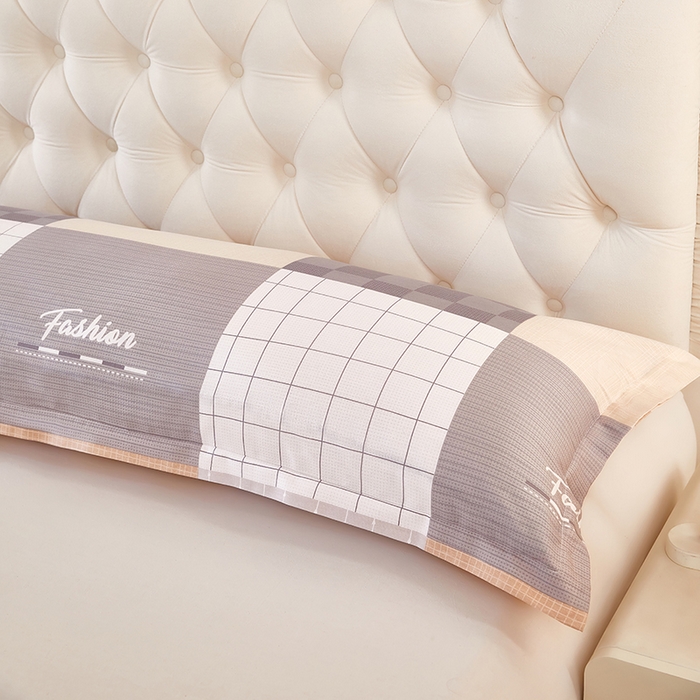 91家纺网 家纺一手货源 找家纺 三盛源 2026新款小清新全棉纯棉双人长枕套靠枕套加长枕芯套单件1.8米学生宿舍 欧迪-咖