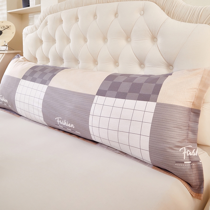 91家纺网 家纺一手货源 找家纺 三盛源 2026新款小清新全棉纯棉双人长枕套靠枕套加长枕芯套单件1.8米学生宿舍 欧迪-咖