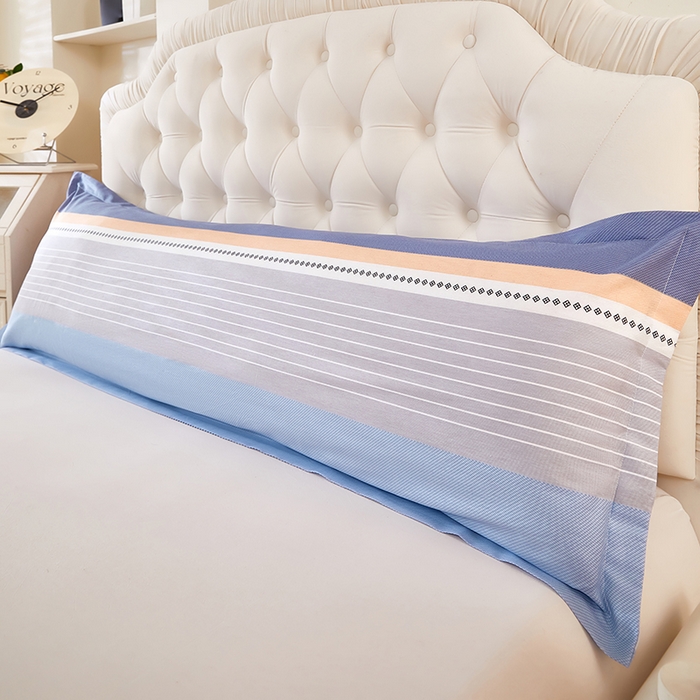 91家纺网 家纺一手货源 找家纺 三盛源 2026新款小清新全棉纯棉双人长枕套靠枕套加长枕芯套单件1.8米学生宿舍 多伦多-蓝