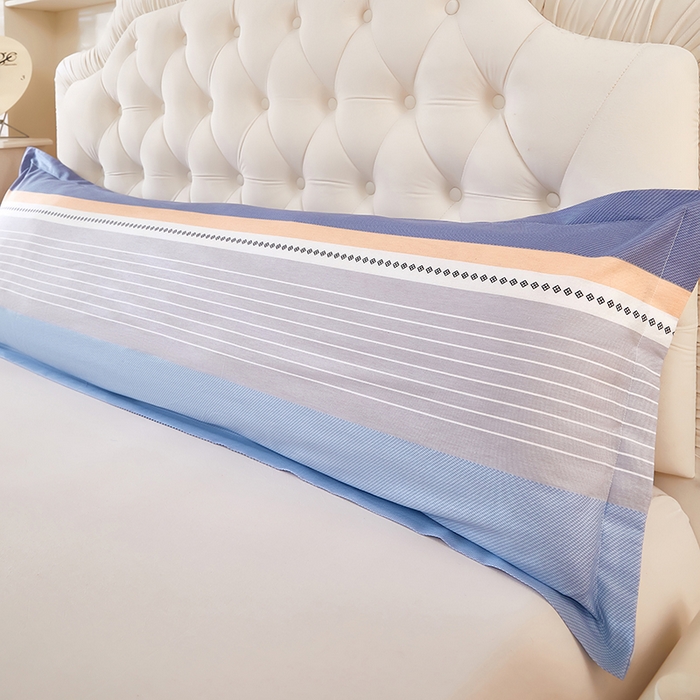 91家纺网 家纺一手货源 找家纺 三盛源 2026新款小清新全棉纯棉双人长枕套靠枕套加长枕芯套单件1.8米学生宿舍 多伦多-蓝