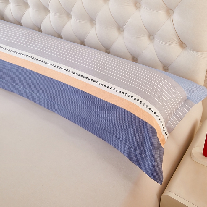 91家纺网 家纺一手货源 找家纺 三盛源 2026新款小清新全棉纯棉双人长枕套靠枕套加长枕芯套单件1.8米学生宿舍 多伦多-蓝