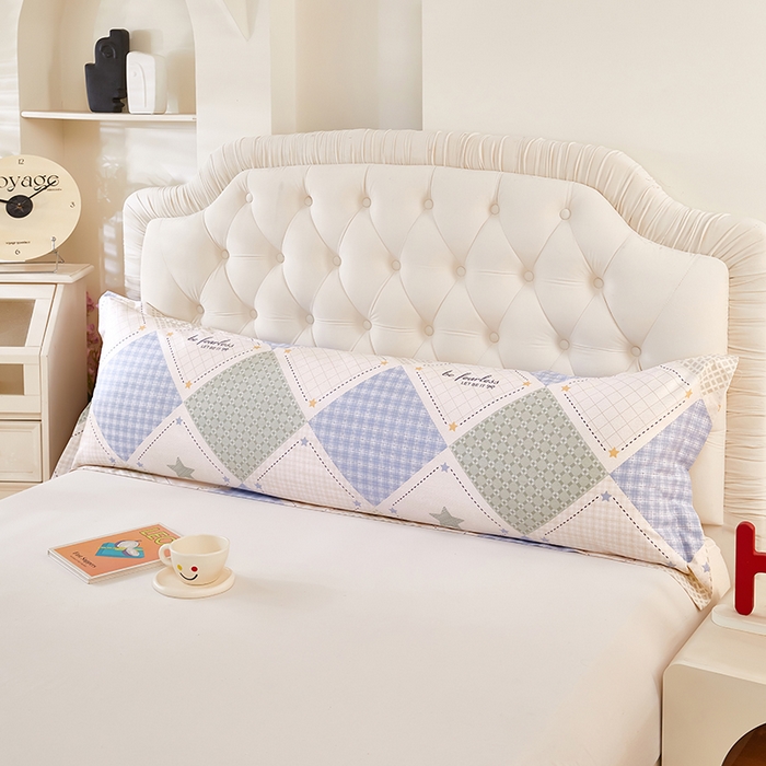 91家纺网 家纺一手货源 找家纺 三盛源 2026新款小清新全棉纯棉双人长枕套靠枕套加长枕芯套单件1.8米学生宿舍 星恋时空