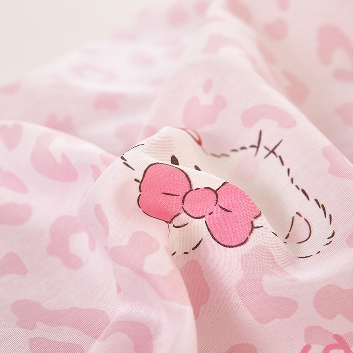 91家纺网 家纺一手货源 找家纺 三盛源 2026新款小清新全棉纯棉双人长枕套靠枕套加长枕芯套单件1.8米学生宿舍 豹纹猫咪-粉