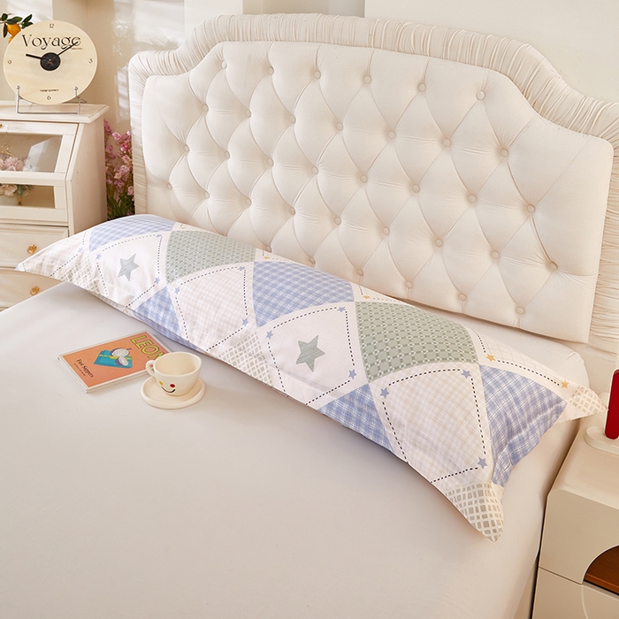 91家纺网 家纺一手货源 找家纺 三盛源 2026新款小清新全棉纯棉双人长枕套靠枕套加长枕芯套单件1.8米学生宿舍 星恋时空