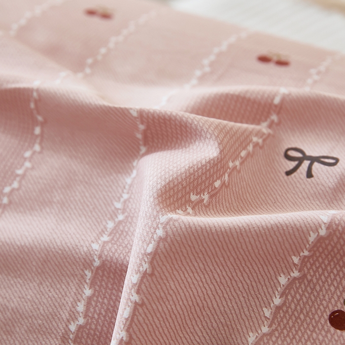 91家纺网 家纺一手货源 找家纺 三盛源 2026新款小清新全棉纯棉双人长枕套靠枕套加长枕芯套单件1.8米学生宿舍 樱桃-粉