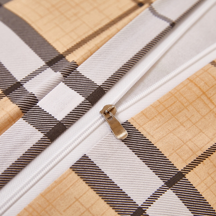 91家纺网 家纺一手货源 找家纺 三盛源 2026新款小清新全棉纯棉双人长枕套靠枕套加长枕芯套单件1.8米学生宿舍 迷宫格-咖