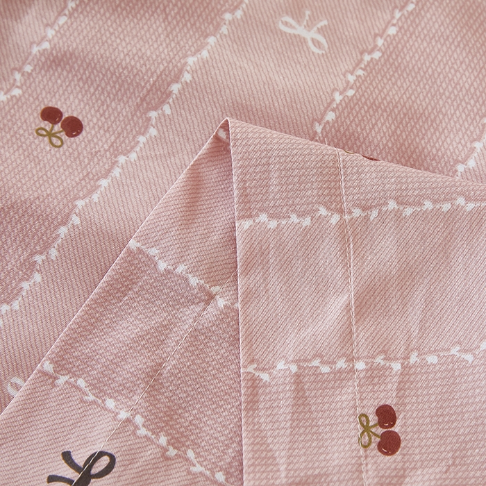 91家纺网 家纺一手货源 找家纺 三盛源 2026新款小清新全棉纯棉双人长枕套靠枕套加长枕芯套单件1.8米学生宿舍 樱桃-粉