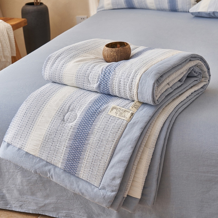 91家纺网 家纺一手货源 找家纺 （总）简如 2026新款里外全棉色织提花夏凉被夏被空调被四件套素条系列