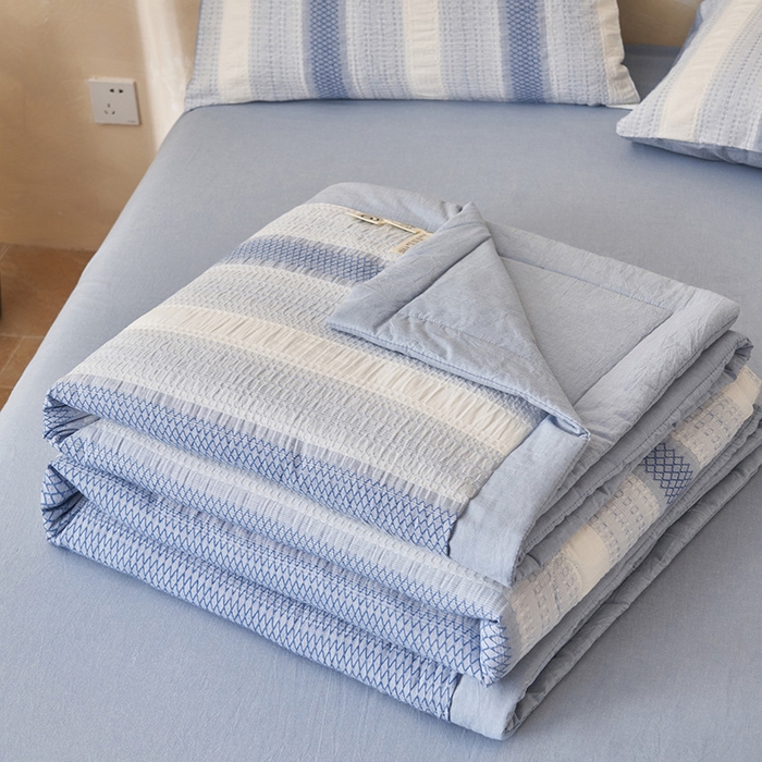 91家纺网 家纺一手货源 找家纺 （总）简如 2026新款里外全棉色织提花夏凉被夏被空调被四件套素条系列