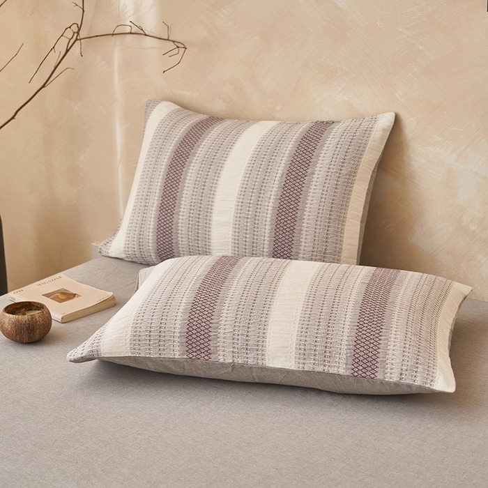 91家纺网 家纺一手货源 找家纺 简如 2026新款里外全棉色织提花夏凉被夏被空调被四件套素条系列 素条-灰