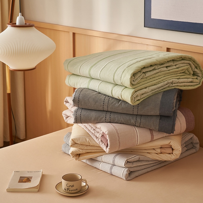 91家纺网 家纺一手货源 找家纺 简如 2026新款里外纯棉色织提花棉花夏被空调被夏凉被四件套瑞拉系列 组合图仅供参考不可下单