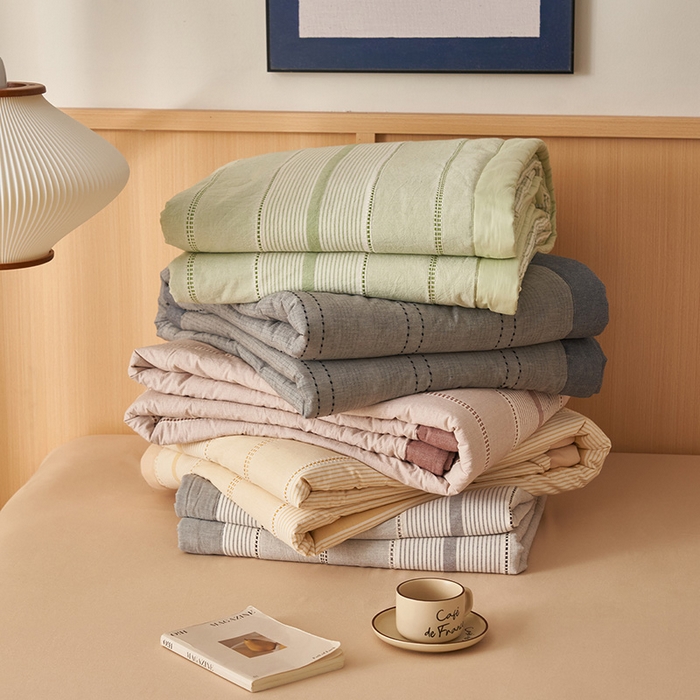 91家纺网 家纺一手货源 找家纺 简如 2026新款里外纯棉色织提花棉花夏被空调被夏凉被四件套瑞拉系列 组合图仅供参考不可下单