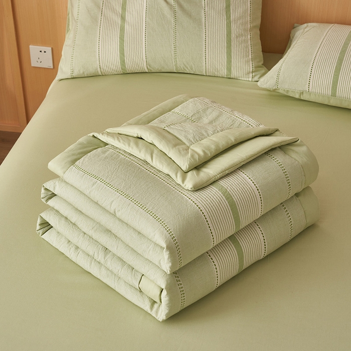 91家纺网 家纺一手货源 找家纺 简如 2026新款里外纯棉色织提花棉花夏被空调被夏凉被四件套瑞拉系列 瑞拉-果绿