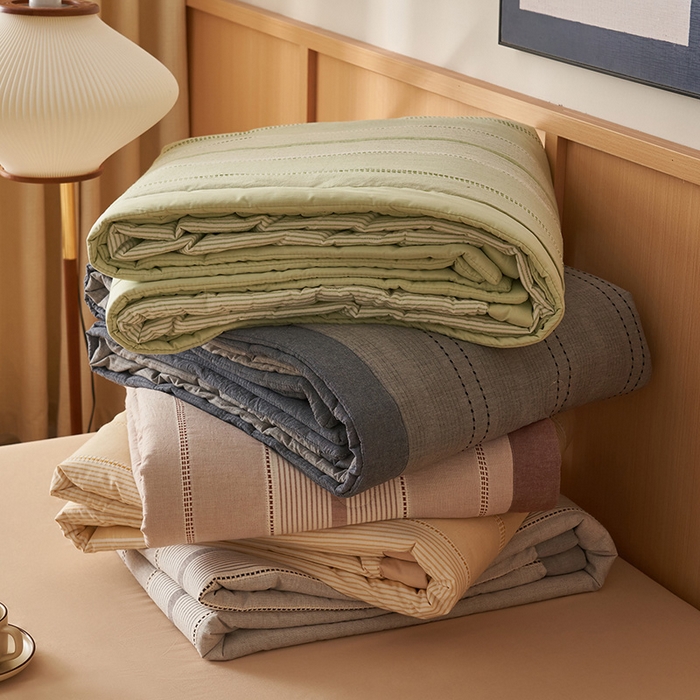 91家纺网 家纺一手货源 找家纺 简如 2026新款里外纯棉色织提花棉花夏被空调被夏凉被四件套瑞拉系列 组合图仅供参考不可下单