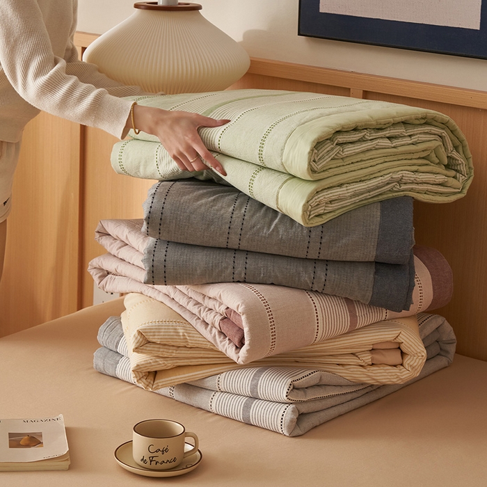 91家纺网 家纺一手货源 找家纺 简如 2026新款里外纯棉色织提花棉花夏被空调被夏凉被四件套瑞拉系列 组合图仅供参考不可下单