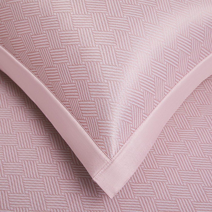 91家纺网 家纺一手货源 找家纺 义博家纺 2026新款碳光提花冰丝席床席款床单款 饼干格 雅粉