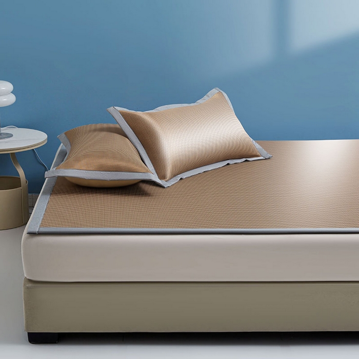 91家纺网 家纺一手货源 找家纺 义博家纺 2026新款碳光提花冰丝席床席款床单款 千鸟格 椰棕