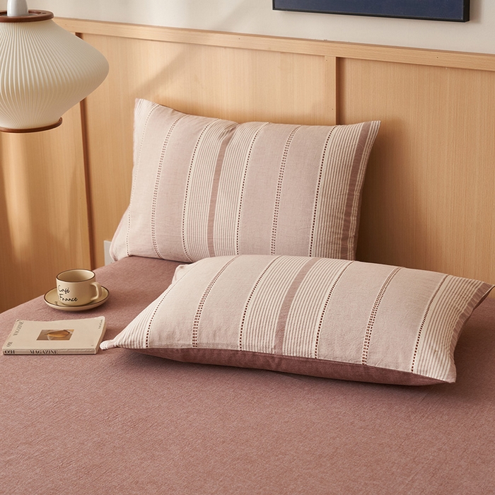 91家纺网 家纺一手货源 找家纺 简如 2026新款里外纯棉色织提花棉花夏被空调被夏凉被四件套瑞拉系列 瑞拉-豆沙