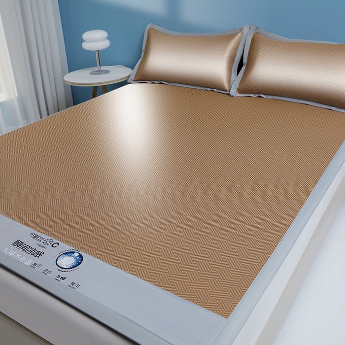 91家纺网 家纺一手货源 找家纺 义博家纺 2026新款碳光提花冰丝席床席款床单款 饼干格 椰棕