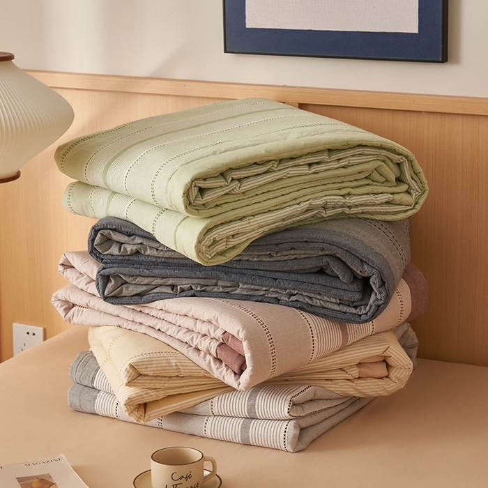 91家纺网 家纺一手货源 找家纺 简如 2026新款里外纯棉色织提花棉花夏被空调被夏凉被四件套瑞拉系列 组合图仅供参考不可下单