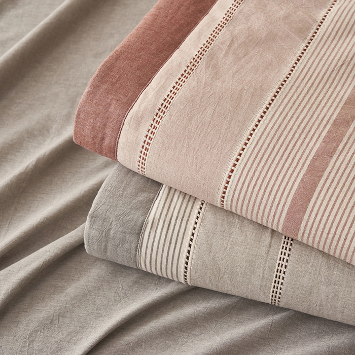 91家纺网 家纺一手货源 找家纺 简如 2026新款里外纯棉色织提花棉花夏被空调被夏凉被四件套瑞拉系列 组合图仅供参考不可下单