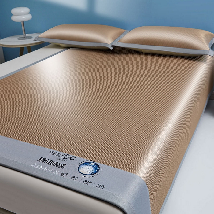 91家纺网 家纺一手货源 找家纺 义博家纺 2026新款碳光提花冰丝席床席款床单款 千鸟格 椰棕