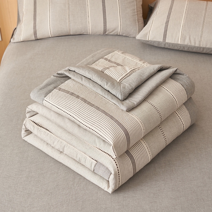 91家纺网 家纺一手货源 找家纺 简如 2026新款里外纯棉色织提花棉花夏被空调被夏凉被四件套瑞拉系列 瑞拉-灰