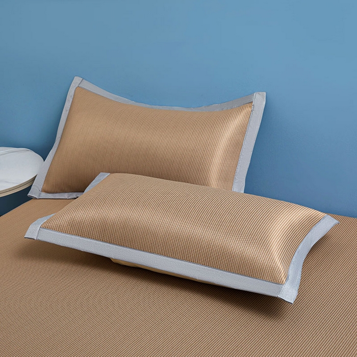 91家纺网 家纺一手货源 找家纺 义博家纺 2026新款碳光提花冰丝席床席款床单款 千鸟格 椰棕