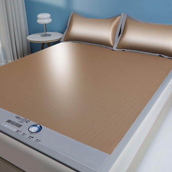 91家纺网 家纺一手货源 找家纺 义博家纺 2026新款碳光提花冰丝席床席款床单款 千鸟格 椰棕