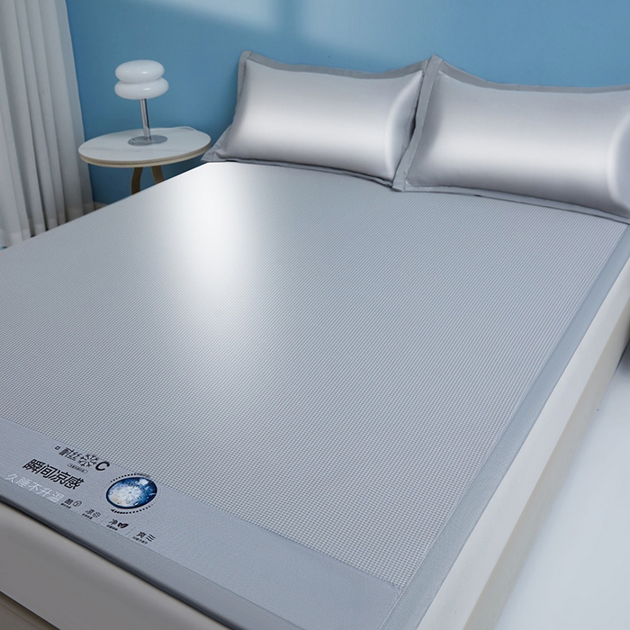 91家纺网 家纺一手货源 找家纺 义博家纺 2026新款碳光提花冰丝席床席款床单款 千鸟格 梦灰