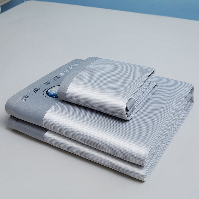 91家纺网 家纺一手货源 找家纺 义博家纺 2026新款碳光提花冰丝席床席款床单款 千鸟格 梦灰