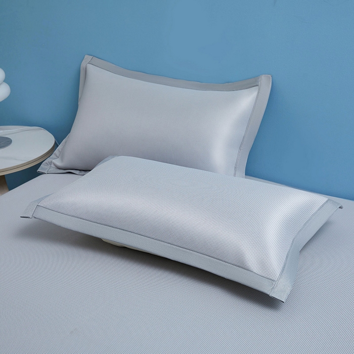 91家纺网 家纺一手货源 找家纺 义博家纺 2026新款碳光提花冰丝席床席款床单款 千鸟格 梦灰