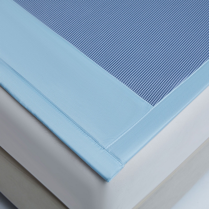 91家纺网 家纺一手货源 找家纺 义博家纺 2026新款碳光提花冰丝席床席款床单款 千鸟格 冰蓝