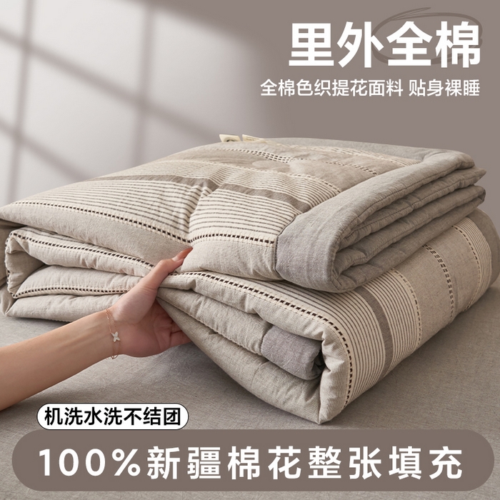 简如 2026新款里外纯棉色织提花棉花夏被空调被夏凉被四件套瑞拉系列 瑞拉-灰