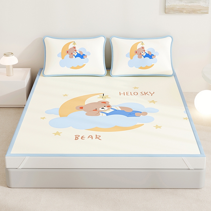 91家纺网 家纺一手货源 找家纺 （总）家品罗兰 2026A类数码印花大版卡通冰丝凉席双人席可机洗学生宿舍空调软席三件套三明治网底