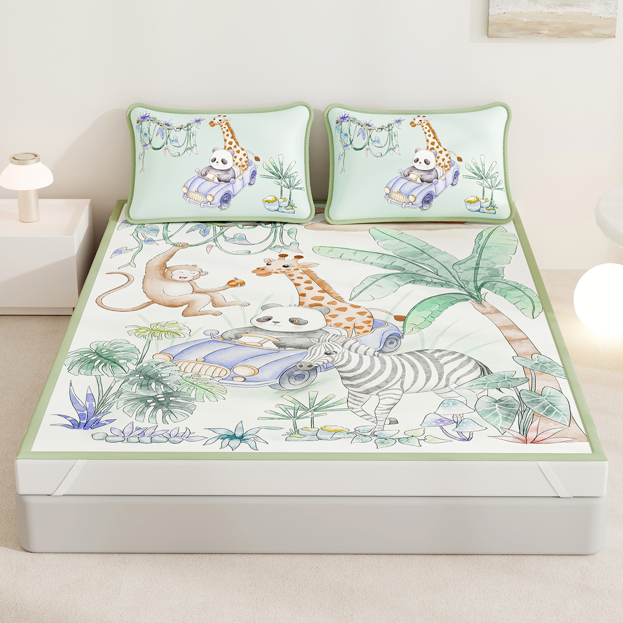 91家纺网 家纺一手货源 找家纺 （总）家品罗兰 2026A类数码印花大版卡通冰丝凉席双人席可机洗学生宿舍空调软席三件套三明治网底