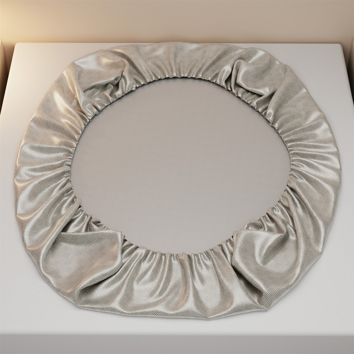 91家纺网 家纺一手货源 找家纺 义博家纺 2026新款碳光冰丝席饼干花床笠款 饼干花  灰色