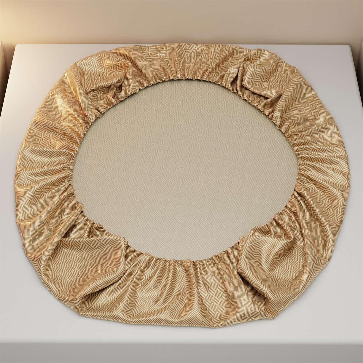 91家纺网 家纺一手货源 找家纺 义博家纺 2026新款碳光冰丝席饼干花床笠款 饼干花  咖色