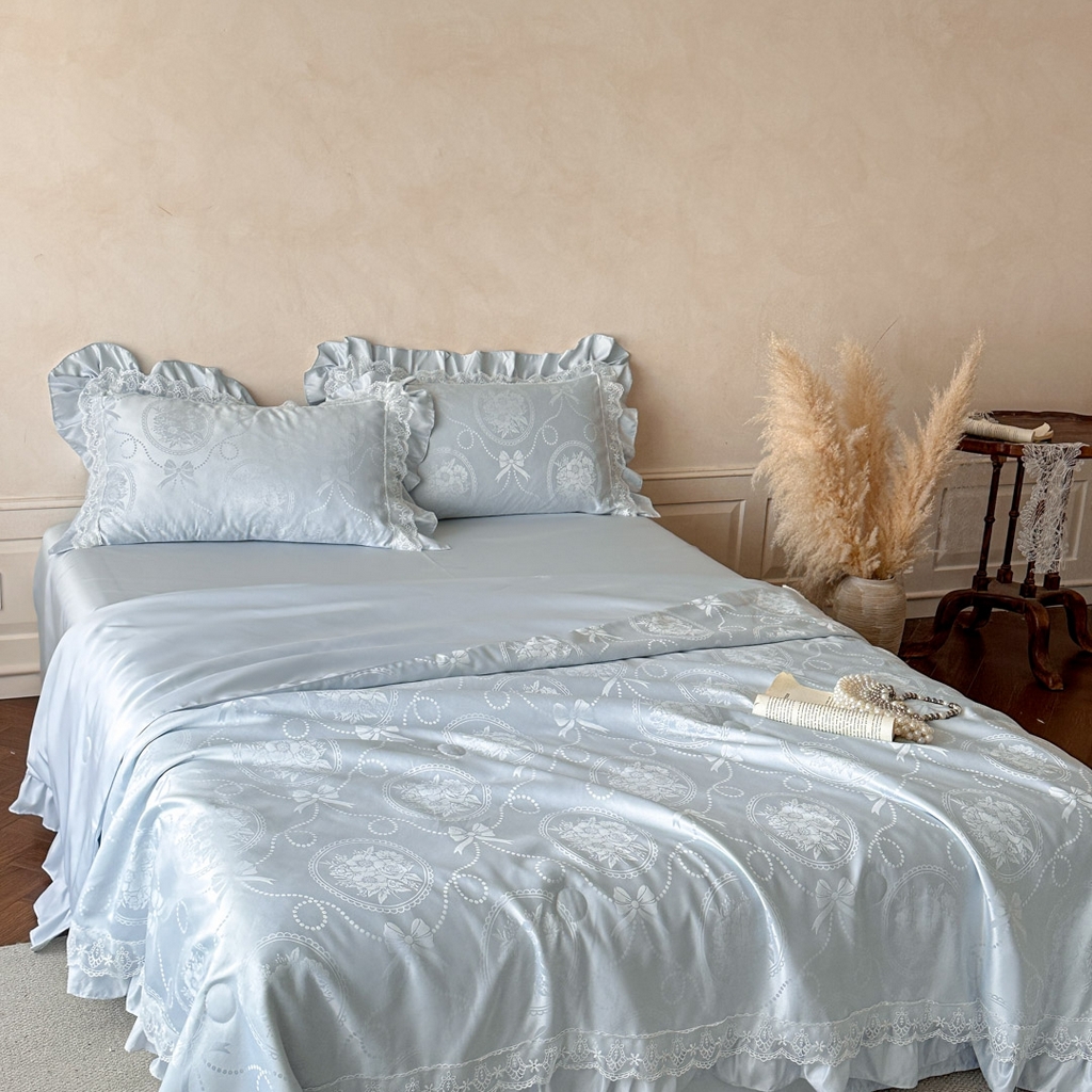 91家纺网 家纺一手货源 找家纺 首尔家纺 2026春夏新款水洗真丝冰丝夏被夏凉被空调被 梦境-天空蓝