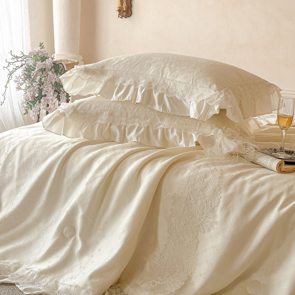 91家纺网 家纺一手货源 找家纺 首尔家纺 2026春夏新款水洗真丝冰丝夏被夏凉被空调被 拾光若梦-米白