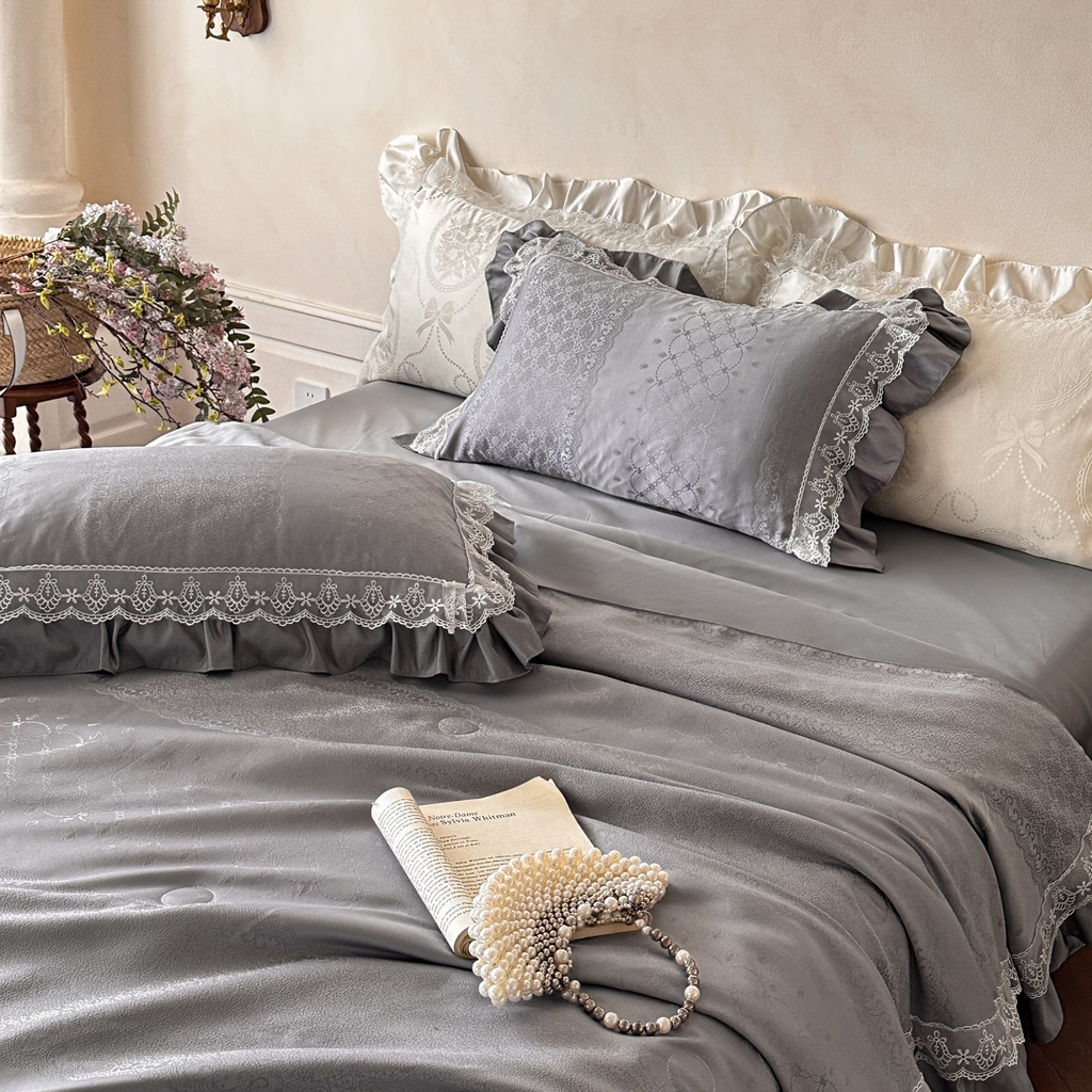 91家纺网 家纺一手货源 找家纺 首尔家纺 2026春夏新款水洗真丝冰丝夏被夏凉被空调被 时光若梦-高级灰