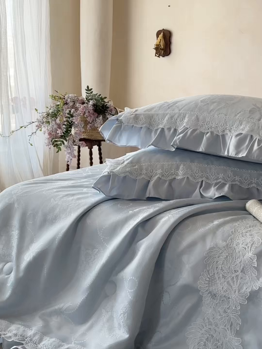 91家纺网 家纺一手货源 找家纺 首尔家纺 2026春夏新款水洗真丝冰丝夏被夏凉被空调被 梦境-天空蓝