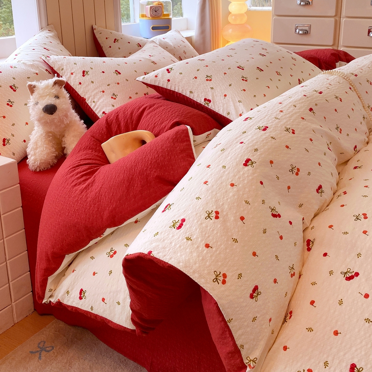 91家纺网 家纺一手货源 找家纺 （总）爱橙家纺（原艾橙家纺） 2026春夏新款A类高品质110克超柔泡芙纱四件套