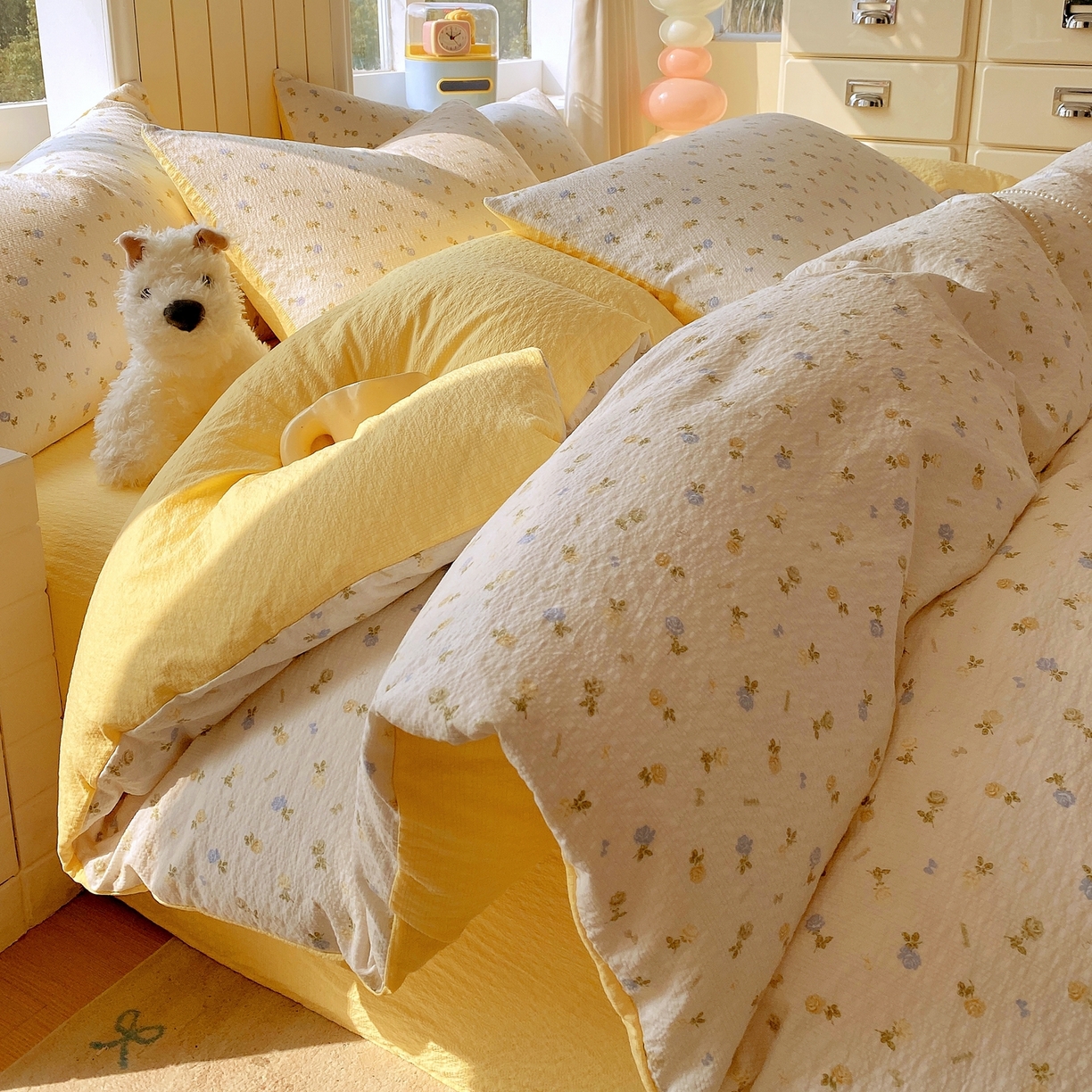 91家纺网 家纺一手货源 找家纺 （总）爱橙家纺（原艾橙家纺） 2026春夏新款A类高品质110克超柔泡芙纱四件套