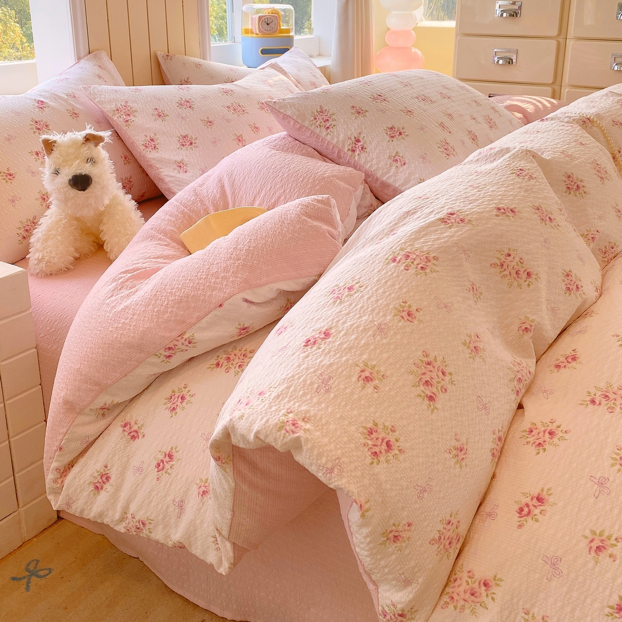 爱橙家纺（原艾橙家纺） 2026春夏新款A类高品质110克超柔泡芙纱四件套 絮朵