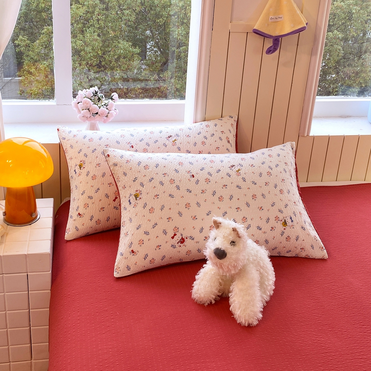 91家纺网 家纺一手货源 找家纺 爱橙家纺（原艾橙家纺） 2026春夏新款A类高品质110克超柔泡芙纱四件套 花町软猫