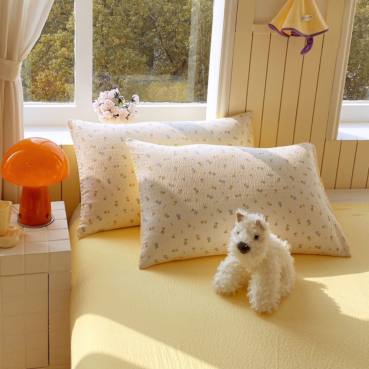 91家纺网 家纺一手货源 找家纺 爱橙家纺（原艾橙家纺） 2026春夏新款A类高品质110克超柔泡芙纱四件套 素锦织花