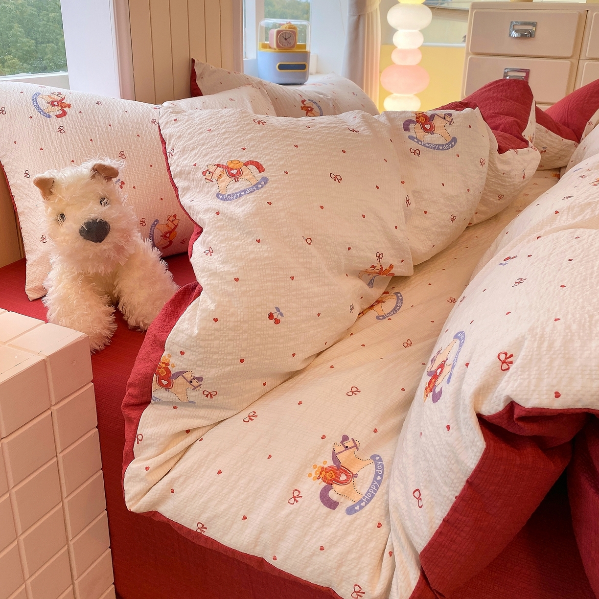 91家纺网 家纺一手货源 找家纺 爱橙家纺（原艾橙家纺） 2026春夏新款A类高品质110克超柔泡芙纱四件套 马上有钱