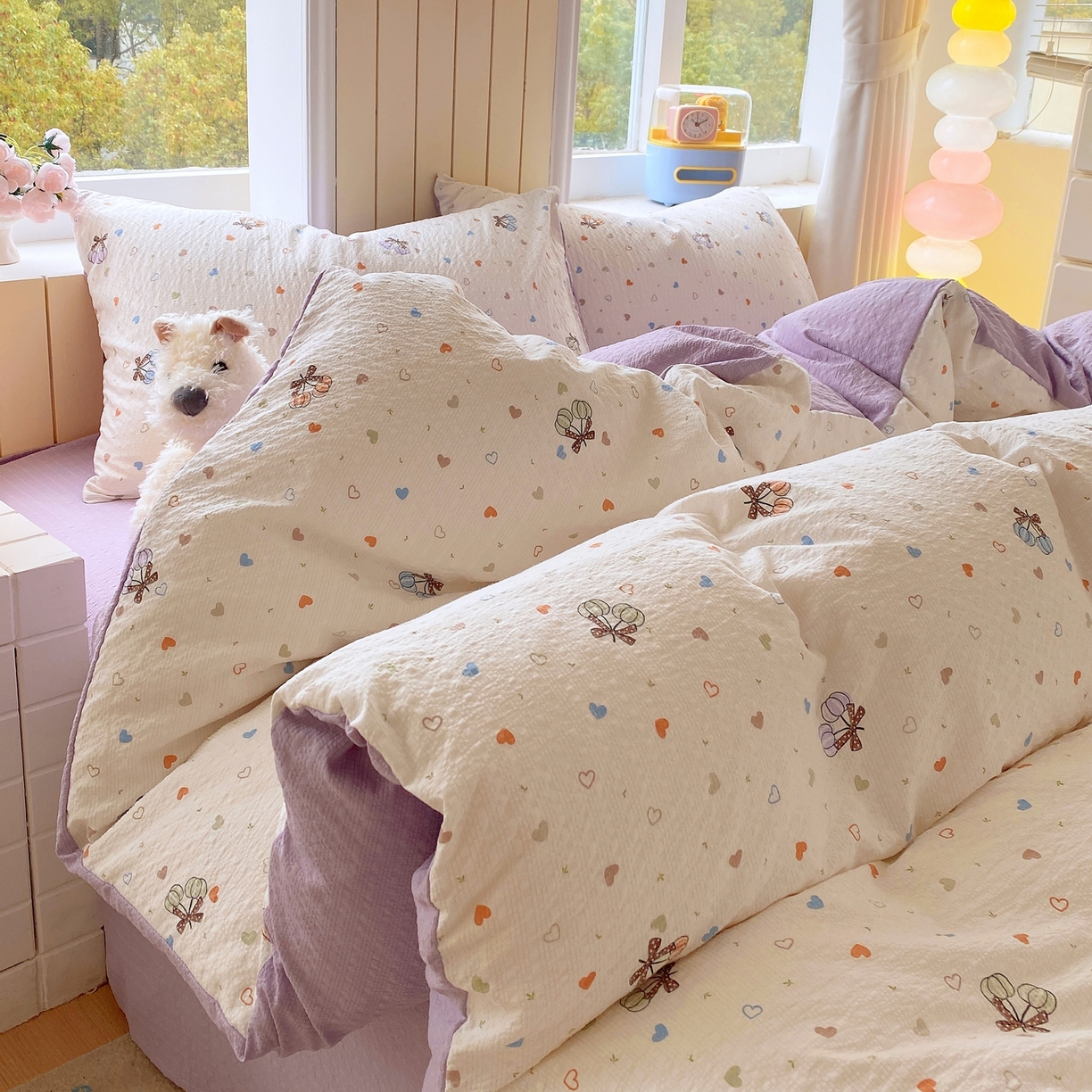 91家纺网 家纺一手货源 找家纺 爱橙家纺（原艾橙家纺） 2026春夏新款A类高品质110克超柔泡芙纱四件套 蝶糖